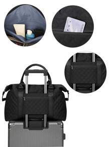 绗缝图案旅行包 字母贴片装饰 夏季沙滩包 返校旅行 度假必备品 露营健身包 夏季度假配件 巡航必备品 徒步旅行 旅行收纳包 医院包 露营旅行配件 - 黑色 - 查看 8