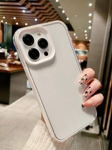 1pc Candy Color Transparent Contrast Color 3-In-1 Anti-Drop Phone Case Compatible With Apple 16, 12, 13, 14, 15, XR, XS, 13 Pro Max, 16 Pro, 17 Pro Max, 17 Air, 17 Pro Max - White - View 2