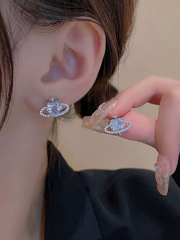 Clous d'oreilles zircone cubique planète