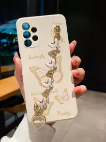 Butterfly Pattern Anti-Fall Phone Case With Hand Strap Compatible With IPhone15/15Plus/15Pro/15Promax,International Version, Not The Domestic Version - Multicolor - View 1