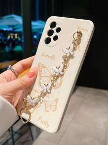 Butterfly Pattern Anti-Fall Phone Case With Hand Strap Compatible With IPhone15/15Plus/15Pro/15Promax,International Version, Not The Domestic Version - Multicolor - View 5