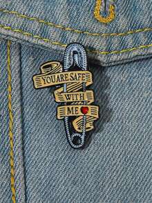 1入組鋅合金琺瑯繪畫字母和心形胸針 - 彩色 - 查看 3