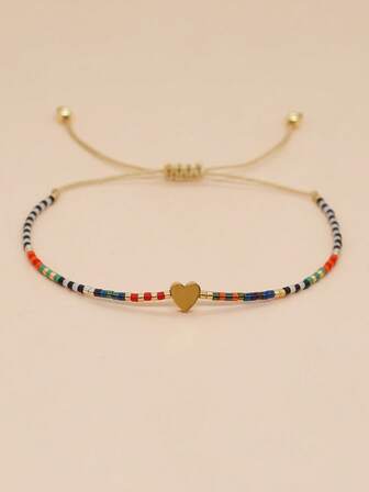 1 Stück Perlenarmband böhmisch Glas Herz Dekor, Für Frauen Für Tägliche Dekoration