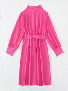 Button Front Belted Kimono - Hot Pink - View 4
