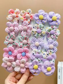 20入組女孩花朵裝飾髮圈適用於裝飾用品