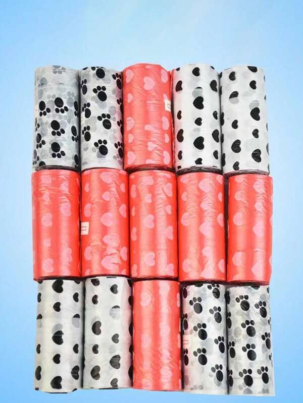 10rolls Paw Print Random Pet Poopbag For Dog And Cat For Cleaning