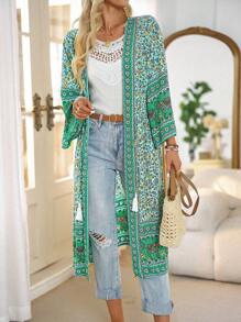 Kimono Nữ Thắt nơ trước Hoa Tất cả trên in - Nhiều màu - Xem 6