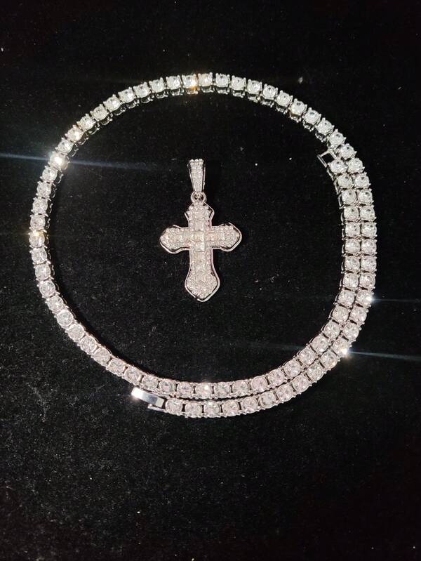 Men's 1pc Women's Fashionable Hip Hop Cross Pendant Necklace, For