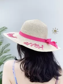 Mũ Rơm Trang Trí Nơ - Màu be - Xem 1