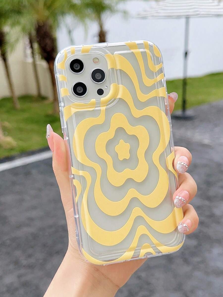 Flower Pattern Anti-fall Phone Case - Yellow - View 1