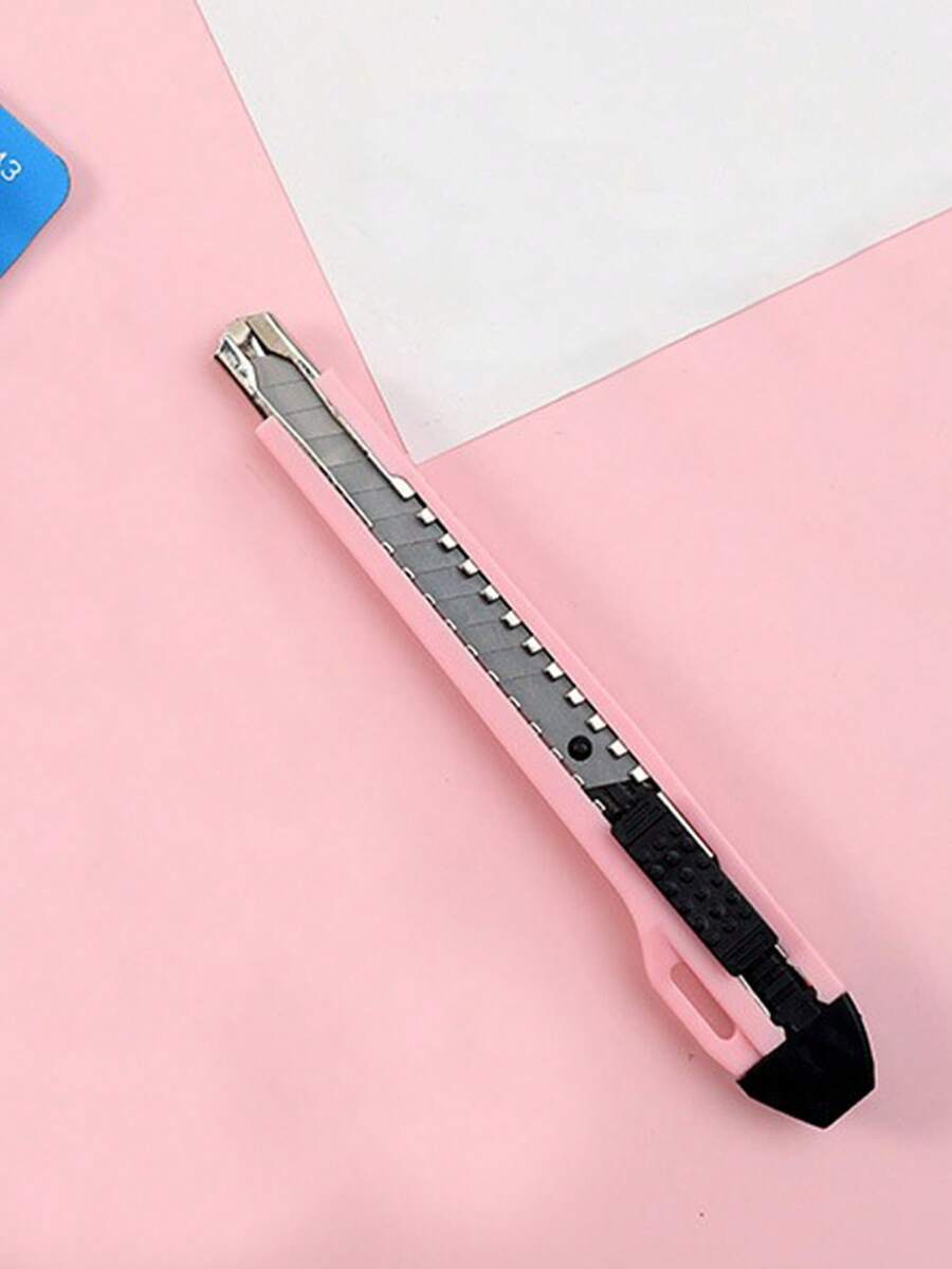 1 pieza de dos tonos Utility simple portátil Cortador de cajas retráctil de servicio pesado para Artesanía de bricolaje - Rosa - Ver 1