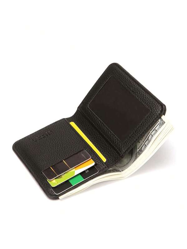 Men's Short Wallet With Litchi Pattern PU Leather Portable Cash License Card Multi-Card Slot Solid Color Card Holder Wallet Business Card Holder Credit Card Holder For Men Wallet Mini Wallet Purse Wallet Card Wallet
