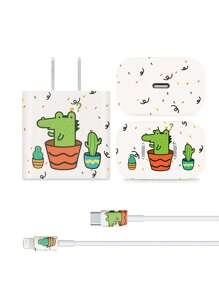 1套植物圖案數據線保護頭和充電頭套 - 彩色 - 查看 2