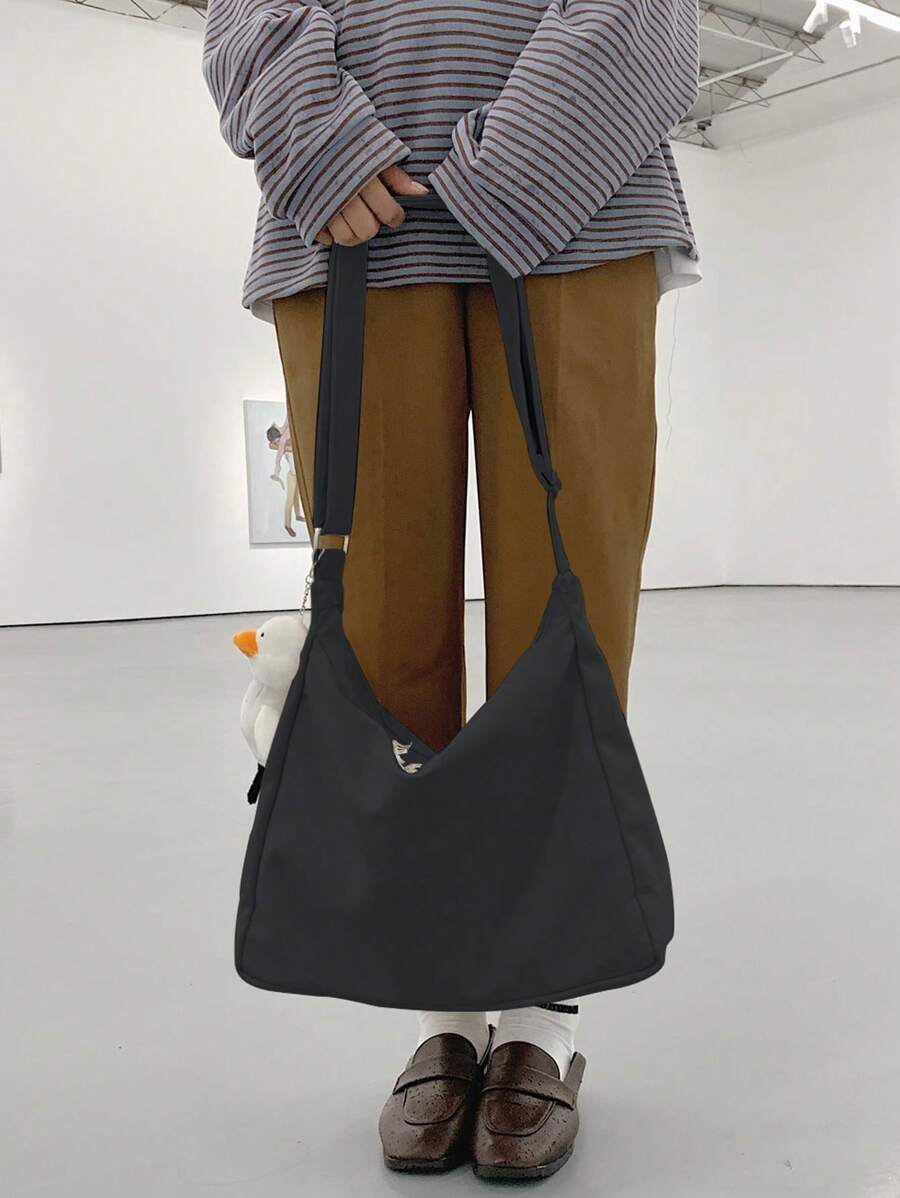 Minimalist Hobo Bag Medium With Bag Charm School Bag For Graduate, Teen Girls, Freshman, Sophomore, Junior & Senior In College, University & High School, Perfect For Outdoors ,Travel & Back To School