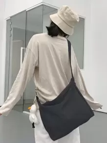 Minimalist Hobo Bag Medium With Bag Charm School Bag For Graduate, Teen Girls, Freshman, Sophomore, Junior & Senior In College, University & High School, Perfect For Outdoors ,Travel & Back To School