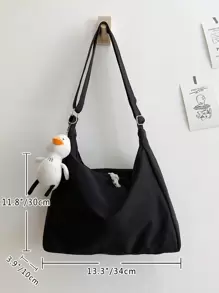 Minimalist Hobo Bag Medium With Bag Charm School Bag For Graduate, Teen Girls, Freshman, Sophomore, Junior & Senior In College, University & High School, Perfect For Outdoors ,Travel & Back To School