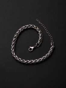 1入組龍骨設計不銹鋼男士可調節手鐲 - 銀色 - 查看 7