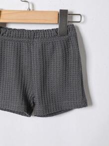SHEIN Baby Boy Letter Patched Detail Waffle Knit Tank Top & Shorts
