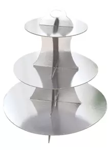 1入組紙蛋糕架現代3層一次性派對蛋糕架 - 銀色 - 查看 1