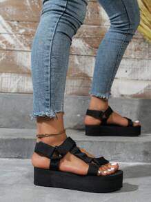 Xăng-đan quai ngang mắt cá chân thanh lịch dành cho nữ, Xăng-đan quai buộc dây móc và vòng - màu đen - Xem 4