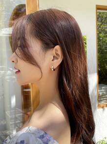 DAZY 1pair Fashionable Minimalist Hoop Earrings For Women For Daily Decoration - Yellow Gold - View 2