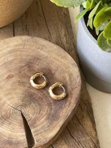 DAZY 1pair Fashionable Minimalist Hoop Earrings For Women For Daily Decoration - Yellow Gold - View 6