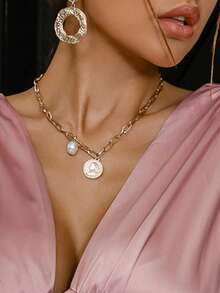 Glamaker Đầm Xù Dây kéo màu trơn Thanh lịch - Bụi hồng - Xem 3