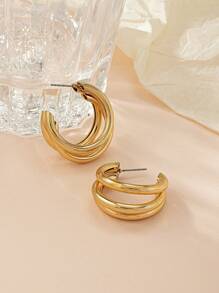 1 đôi bông tai hình chữ C - Vàng - Xem 4