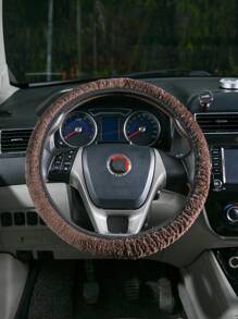 長毛絨汽車方向盤套 - 棕色 - 查看 6