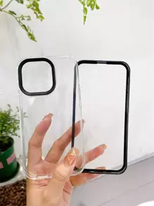 高透明三合一 TPU 手机壳，防摔、防汗、防指纹、耐磨、防褪色，兼容 iPhone - 黑色 - 查看 2
