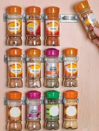 5 st/set PP kryddställ, minimalistisk grå väggmonterad kryddhylla för kök