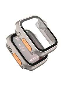 2 en 1 Funda & Película protectora de pantalla compatible con Apple Watch - Champán - Ver 4