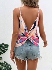 Breezaya Allover Print Twist Back Cami Top - Multicolor - View 5