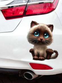 1入組塑膠3D貓貓設計汽車外飾貼紙 - 彩色 - 查看 5