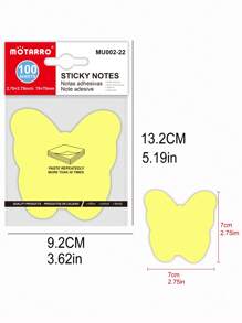 Motarro* 1pack Butterfly Shaped Sticky Note, Cute Multi-purpose Easy To Post Writable Sticky Note For School Student, Office - Multicolor - View 4