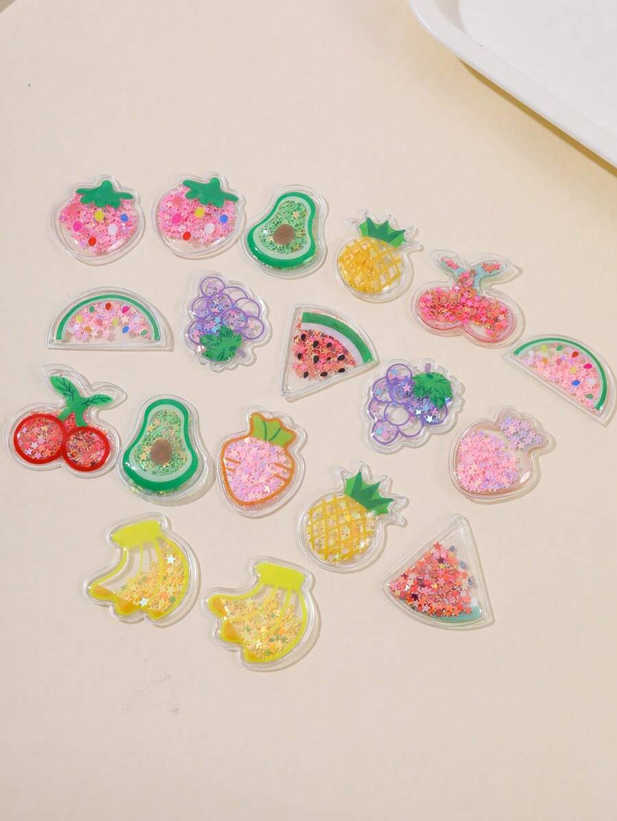 18入組女士隨機水果設計可愛DIY髮飾配件