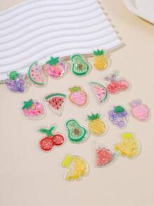 18入組女士隨機水果設計可愛DIY髮飾配件