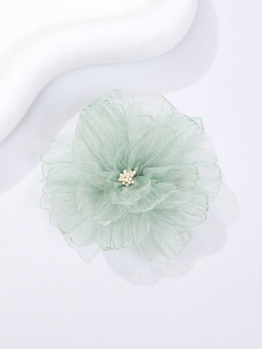 1 st kvinnor blomdekor söt stil hårklämma - Mint Grön - Visa 1