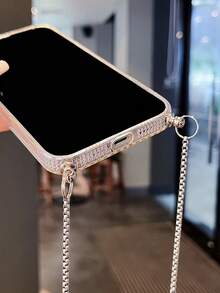 Vỏ điện thoại trang trí trái tim rhinestone có dây buộc - Trong sáng - Xem 6