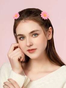 10入組可愛人造布雛菊髮夾：鬢夾,短夾,夾子