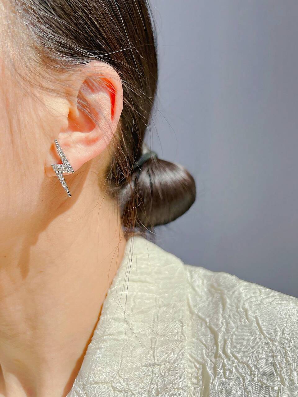AB Asymmetrical Rhinestone-Decorated Long Dangle Earrings Hip Hop Jewelry