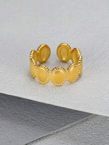 MONALLY 1pc Adjustable Cute Stainless Steel Ring, Birthday Gift For Women - Yellow Gold - View 3