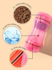 1pc Pink PP Material Pet Water & Food 2-In-1 Portable Multifunctional Cup Suitable For Cats & Dogs Outdoor - Pink - View 1