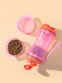 1pc Pink PP Material Pet Water & Food 2-In-1 Portable Multifunctional Cup Suitable For Cats & Dogs Outdoor - Pink - View 5