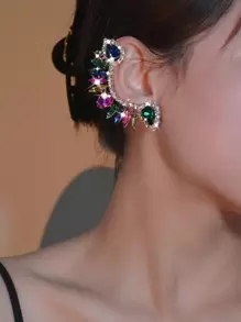 1pair Bohemian Style Colorful Super Sparkling Gemstone & Cubic Zirconia Fashionable & Elegant Party Stud Earrings Copper Jewelry