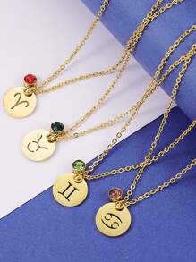 1 Cái Thép Không Gỉ Thời Trang Mặt Dây Chuyền Cung Hoàng Đạo Nữ Vòng Cổ Trang Trí Hàng Ngày - Vàng - Xem 1