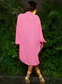 SHEIN SXY 素色前紐扣襯衫 - 粉色 - 查看 2