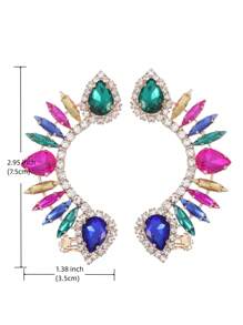 1pair Bohemian Style Colorful Super Sparkling Gemstone & Cubic Zirconia Fashionable & Elegant Party Stud Earrings Copper Jewelry