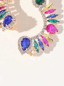 1pair Bohemian Style Colorful Super Sparkling Gemstone & Cubic Zirconia Fashionable & Elegant Party Stud Earrings Copper Jewelry