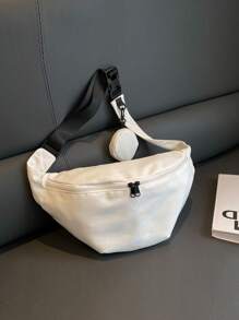 Túi đeo chéo nữ thời trang tối giản, Túi đeo chéo sức chứa lớn có ví đựng tiền xu nhỏ - trắng - Xem 6